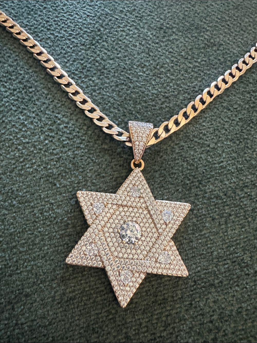 Gold Star of David CZ Pendant Necklace - Women Jewelry
